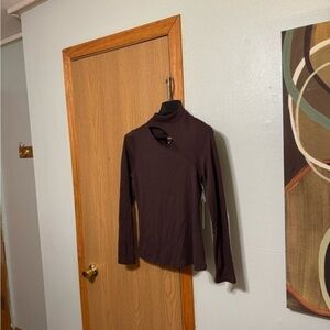 Halogen NWT Medium Solid Brown Long Sleeve Mockneck Knit Top